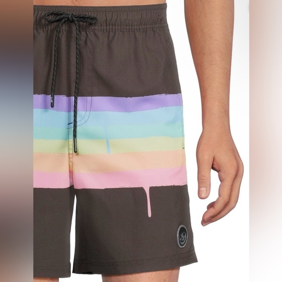Mens Neff Rainbow Paint Brush Stroke Swim Trunks Size L - Picture 4 of 4